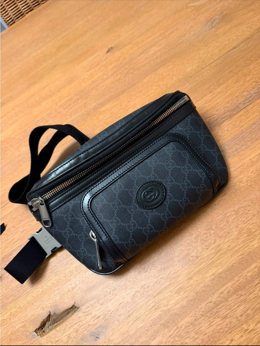 Gucci Black Monogram Belt Bag LIKE NEW